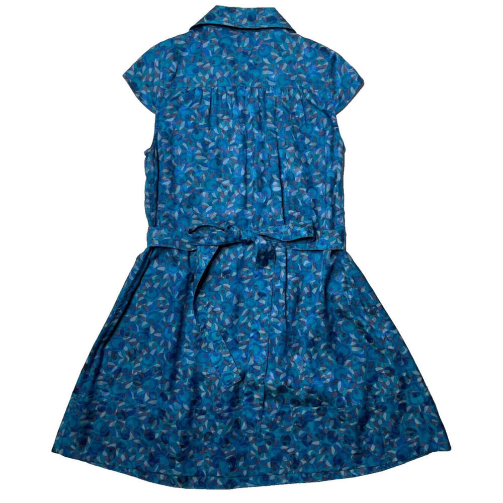 Marc By Marc Jacobs Silk Blend Floral Print Cap Sleeve Shirt Dress Blue 4 Tie - Picture 5 of 9